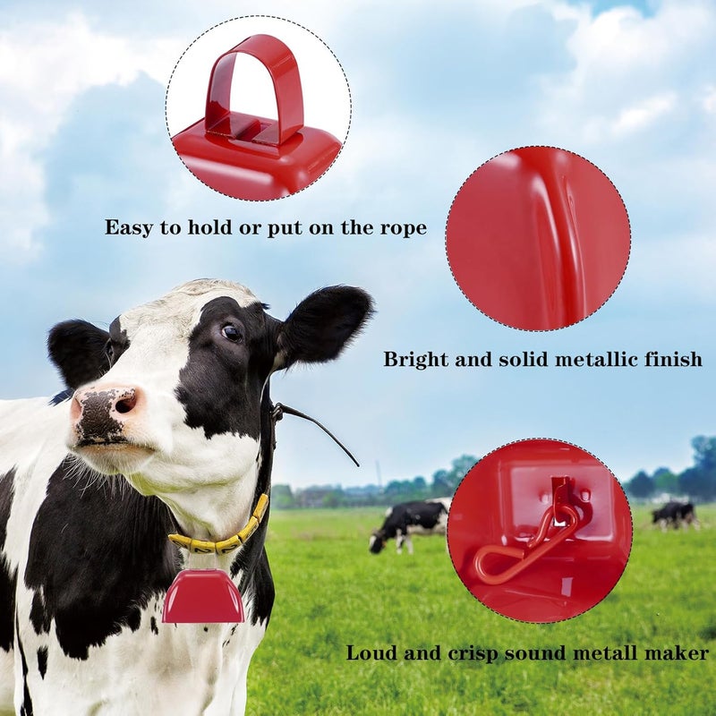 HEYLEAYAR 3Inch Cowbells for Sporting Events,12Pcs Metal Cow Bells Bulk Loud Noise Makers Cow Bell with Handle for Cheering Football Games Spirit Marathon Weddings Party Noisemakers, Red - Image 3